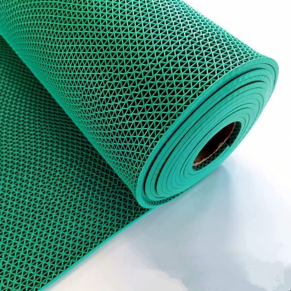 Baoz Drainage Mat for Floor, 3 x10 Ft Non Slip Commercial Floor Matting,0.22'' Thick PVC Wet Area Carpet, Indoor Outdoor S-Shaped Rubber Floor Tile Mat Roll for Pool Kitchen Bathroom Garage, Green