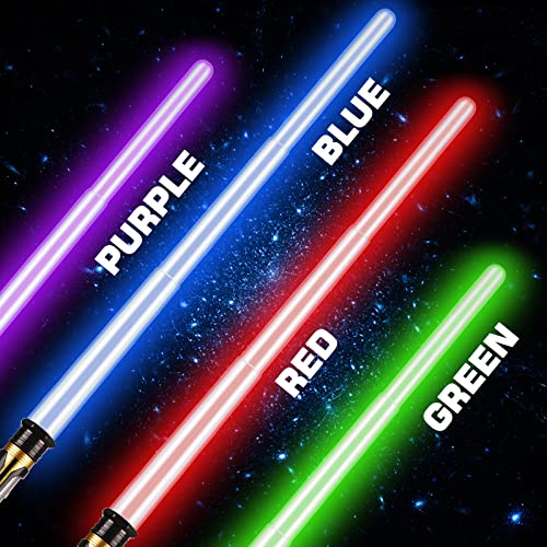 4 Pack 4 Colors Light up Saber for Kid with FX Sound and LED Light, Double Bladed Sword Gift Set, Expandable Light up Toy for Child Adult Space Galaxy War Fighter, Halloween Cosplay Party, Xmas Favors - Image 3