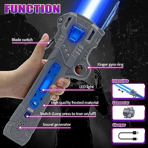 ANNDOFY Light Up Saber for Kids, Dual Light Sword RGB 7 Colors Changeable with 3 Modes FX Sound, Expandable LED Dual Swords Set for Galaxy War Fighter Warriors, Halloween Cosplay(2 Pack) - Image 3