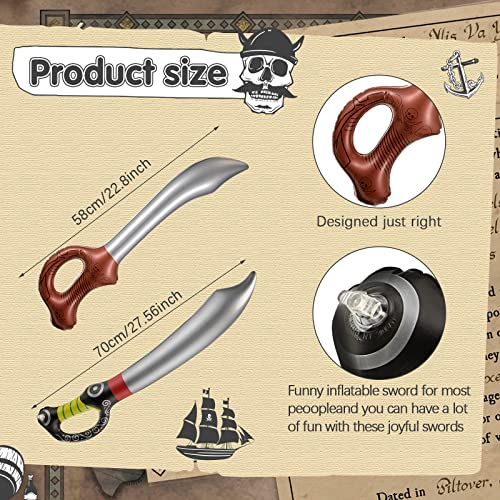 Charniol 24 Pieces Inflatable Pirate Swords Halloween Toy Sword Party Favors Birthday Supplies Inflated Knife for Swimming Pool Cosplay Stage Props Costume Accessories - Image 3