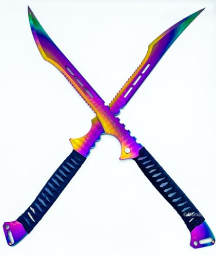 DamaskerUS 2pc Ninja Swords Set 27" Full Tang Stainless Steel Blades with Sheath/Magnetic