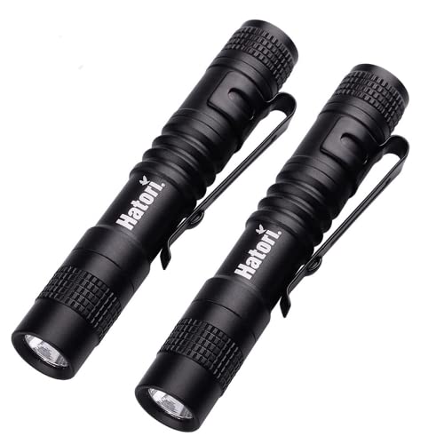 Flashlight Pack, Hatori Small Mini Flashlights Pocket Ultra Bright High Lumens Handheld Pen Light Tactical Torch Water Resistant for Camping, Outdoor, Emergency, Everyday Flashlights, 3.55 Inch