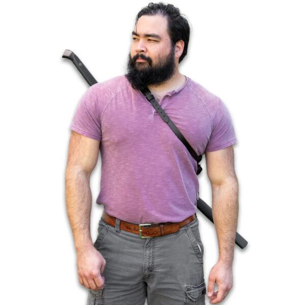 HONSHU Broadsword and Scabbard - 43 1/2" Full Length | Blade Color & Style Options | Balanced & Lightweight | Rugged TPR with No-Slip Grip | Stainless Steel Pommel | Leather Belt Hanger - Image 3