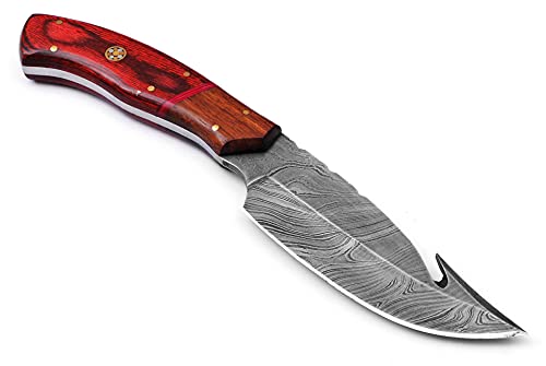 MOHID ENT Damascus Knives Damascus Steel Knife - Fixed Blade Knives - Real Damascus Hunting Knife - Best Gut Hook Skinning Knife With Leather Sheath Belt Loop - Image 3