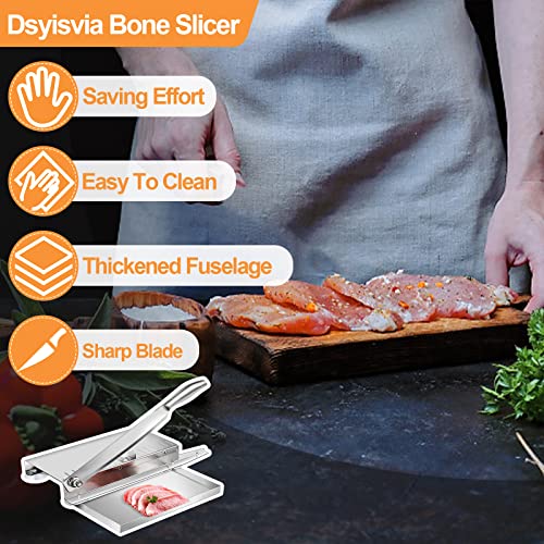 Meat Slicer Bone Cutter 20in,Manual Ribs Chopper for Chicken Fish or Beef,Stainless Steel Frozen Meat Slicer with Food Tray - Image 3