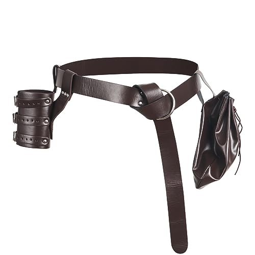 Renaissance Sword Frog Belt Pouch Set - Medieval Leather Accessories for Halloween Warrior Knight Viking Costume