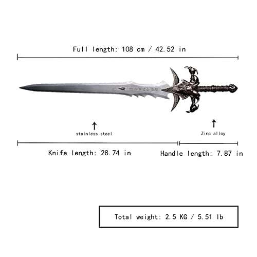 Sword fort Carbon Steel frostmourne Real Metal-Handmade Anime Replica Game Cosplay Props, Lich King Arthas - Image 3