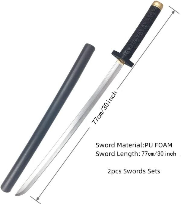 damdos Halloween Prop 2PCS Anime Cosplay Sword, Katana Sword Dead Samurai Ninja Cosplay Swords Birthdays Gifts(2Pcs Sets) - Image 3