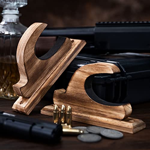 DGWJSU Gun Rack Wall Mount, Real Wood Shotgun & Rifle Wall Mount Holder Display for Sword Bow Firearm, Vintage Gun Holder Hangers for Gun Safe As Gifts for Men - Image 3
