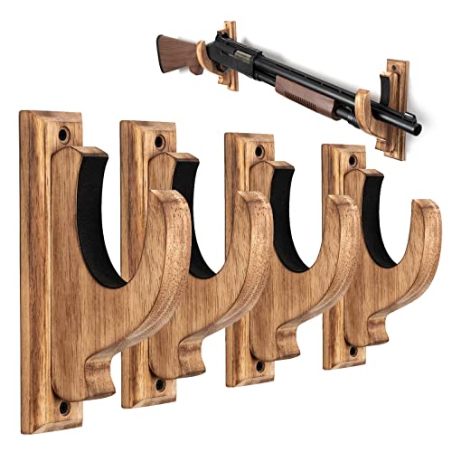 DGWJSU Gun Rack Wall Mount, Real Wood Shotgun & Rifle Wall Mount Holder Display for Sword Bow Firearm, Vintage Gun Holder Hangers for Gun Safe As Gifts for Men