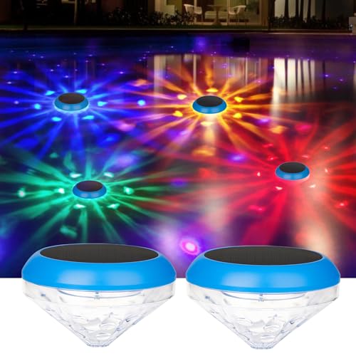 Floating Pool Lights Solar Powered,RGB Color Changing Light up Pool Lights That Float,Waterproof LED Pool Accessories Solar Pool Light for Swimming Pool,Pond,Hot Tub,Garden,Party Decoretion (2, RGB)
