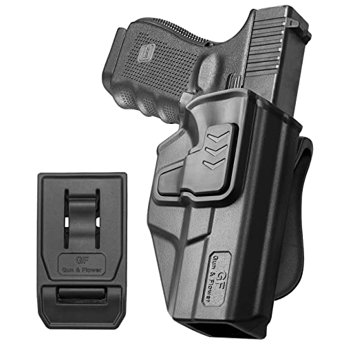 G19 Holster, OWB Holster Compatible with Glock 19 19X 32 45(Gen 3 4 5) 丨Glock 23(Gen 3 4), Outside Waistband Carry Holster with Level II Retention, 360 Degrees Adjustable Paddle, Right/Left Hand