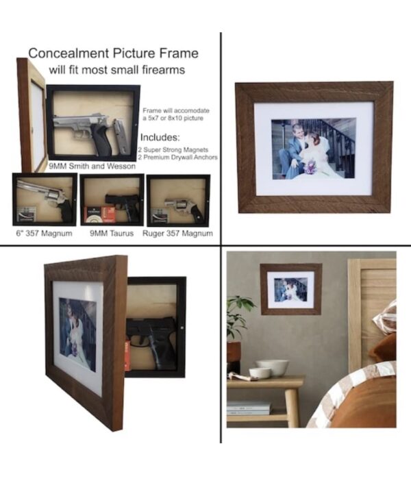 Handgun Gun Concealment Picture Frame - Real Wood - Made in USA (Black) - Image 3