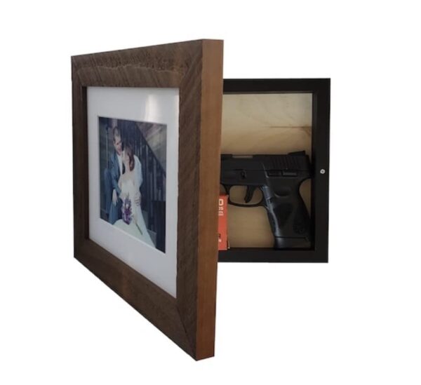 Handgun Gun Concealment Picture Frame - Real Wood - Made in USA (Black)