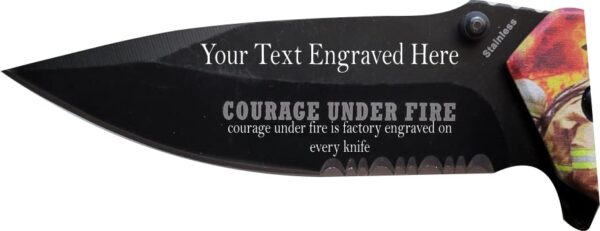 Hattricks Goodimpression Firefighter Pocket Knife Tactical with Engraved Personalized safety folding knife full color raised 3D handles - Image 3