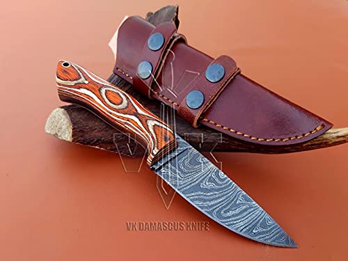 JNR Traders Damascus Hunting Knife With Sheath, Full Tang Fixed Blade Damascus Skinning Knife Horizontal Sheath Perfect Grip Jnr-3597 - Image 3