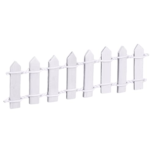 MECCANIXITY Miniature Garden Fence, 3.6 Inch Long Wood Ornament Wooden Decorative Picket Fence for DIY Crafts Project, White Pack of 8