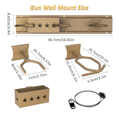 OSIEWEN Indoor Gun Racks for Wall, 6 Slots Adjustable Gun Rack with Magazine Box & Cable Gun Lock, Heavy Duty Steel Rifle Rack, Gun Rack Wall Mount Display Stand with Soft Padding - Image 3
