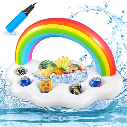 Pool Drink Floats - Fun Inflatable Floating Drink Holder for Pool with Cup Holder - Hot Tub Tray Floatie with Cup Holder - Beverage Swimming Pool Table Float for Adults