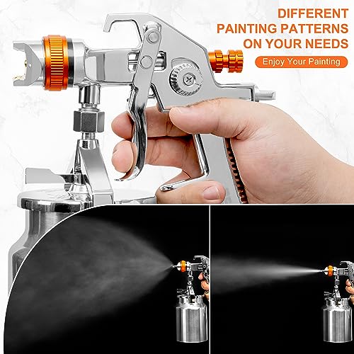 REFINE HVLP Spray Gun, Siphon Air Paint Sprayer Gun with 1.7mm 2mm Nozzle Sets, 1000CC Automotive Paint Gun with Air Regulator, Professional for Car, Furniture, House Painting. - Image 3