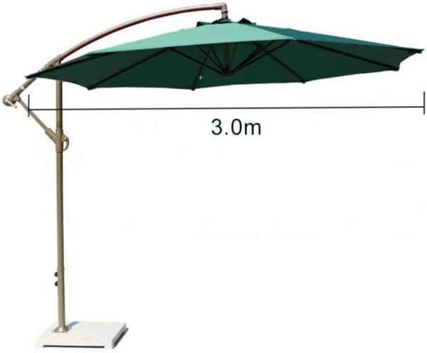 3.0M Patio Garden Outdoor Sun Umbrella Parasol, Cantilever Hanging 8 Ribs Canopy in Aluminium Anti Sun for Beach/Pool/Patio/Outdoor Canopy Shelter Tent - Image 3
