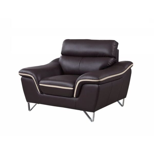 36" Brown Contemporary Leather Loveseat X 49" 37" Solid Modern Manual Recline - Image 3