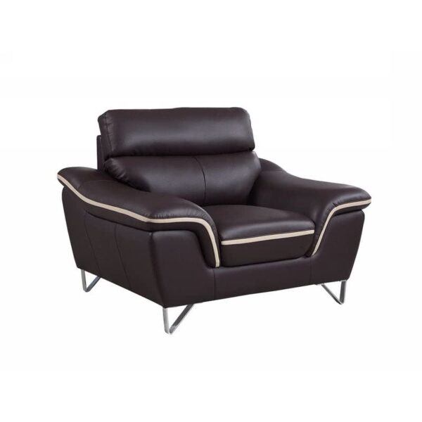 36" Brown Contemporary Leather Loveseat X 49" 37" Solid Modern Manual Recline