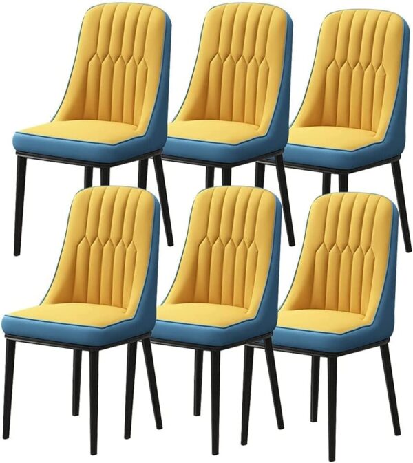 Dining Kitchen Room Chairs, Comfort Accent Chairs, Kitchen Leather Dining Chairs Set of 6,Modern Living Room Side Chair Ergonomics Seat Sturdy Blcak Carbon Steel Metal Legs (Color : B)