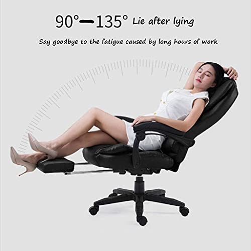 Home Work Chair Boss Chair Computer Chair Fixed Arms for Office Desk Ergonomically Comfortable Upholstered Seat with Rocker and Height Adjustment Padded Armrests and Foot Rests - Image 3