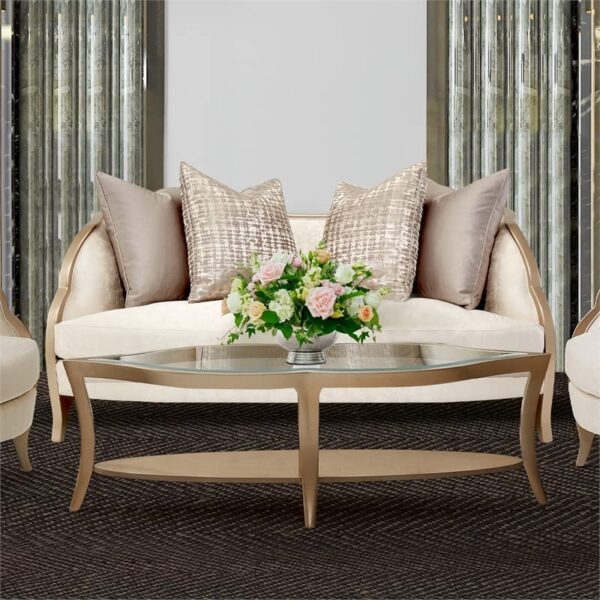 Michael Amini Malibu Crest Loveseat - Cloud White/Chardonnay - Image 3