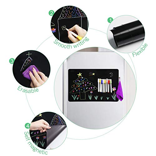 128" Magnetic Blackboard Fridge Sticker Custom Writing Drawing Erasable Chalk Board Calendar Stickers Free Pen Eraser Marker A4 lampshades for Floor Lamps lampshades for Table (Color : Black) - Image 3