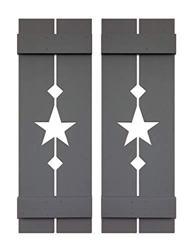 Amish Star Wooden Shutters, Interior Window Shutters, Country Home Decor, Rustic Home Decor, Pair of Shuttters - 20 Colors - Slate Gray