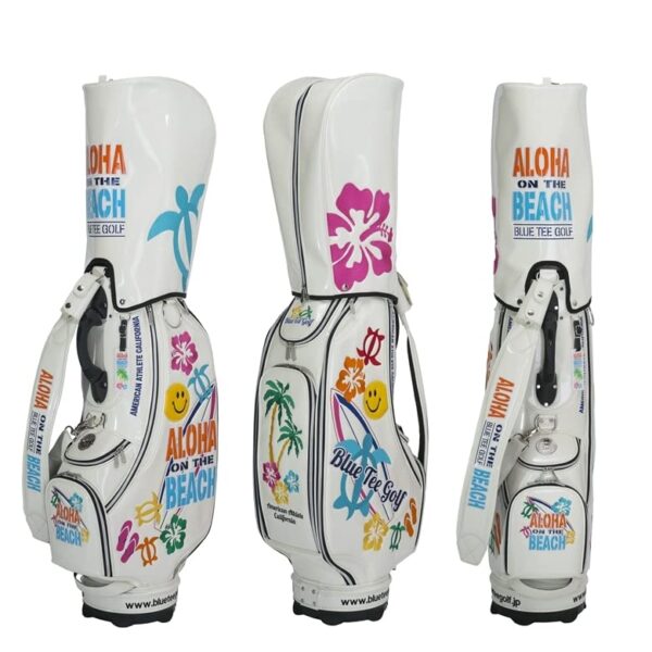 ■Blue Tea Golf Aloha on the Beach Color: White Caddy Bag CB-009 BLUE TEE GOLF California
