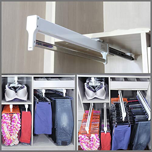 Extendable Closet Rod Pull Out Clothes Hanger Rail Adjustable Wardrobe Clothing Rail (Size : 600mm) - Image 3