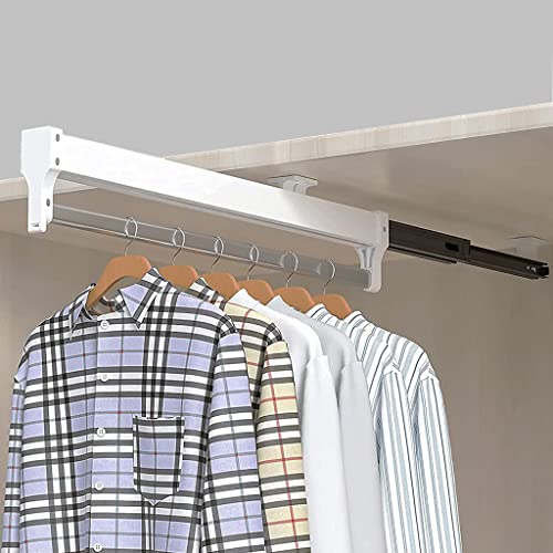 Extendable Closet Rod Pull Out Clothes Hanger Rail Adjustable Wardrobe Clothing Rail (Size : 600mm)